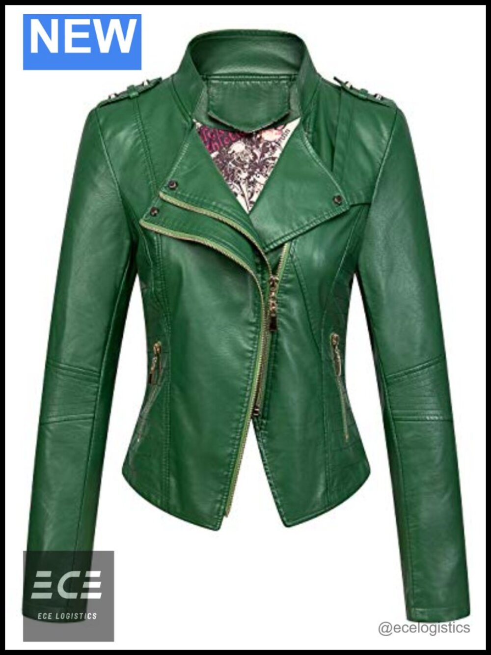 Faux Leather Cropped Moto Jacket Asymmetric Zip Slim Fit